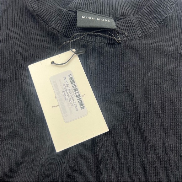 Miou Muse women’s  black long sleeve blouse S NWT L97-22 - Picture 5 of 7